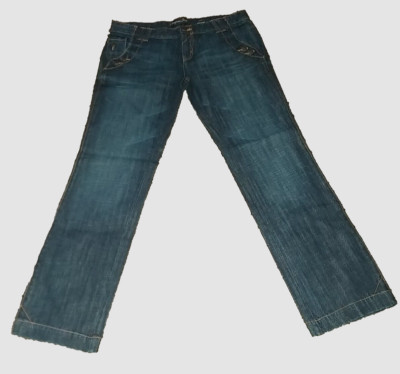 Bergamo Men's Jeans Bootcut  Dark Wash Low Rise Flap Pocket Size 34X32