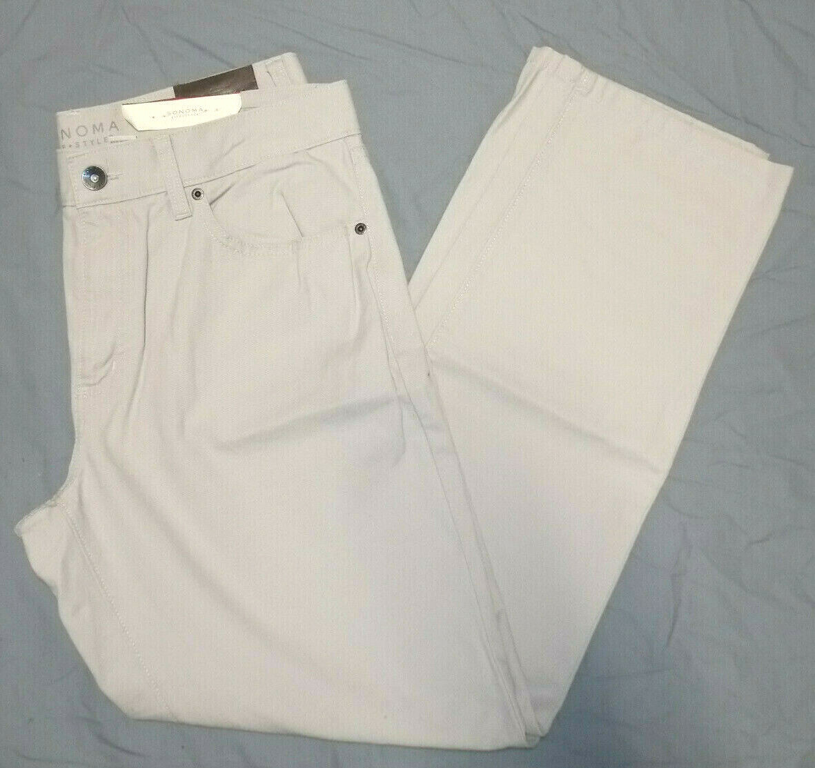 Mens SONOMA Goods for Life Light Khaki StraightFit Pants Jeans 34 X 32