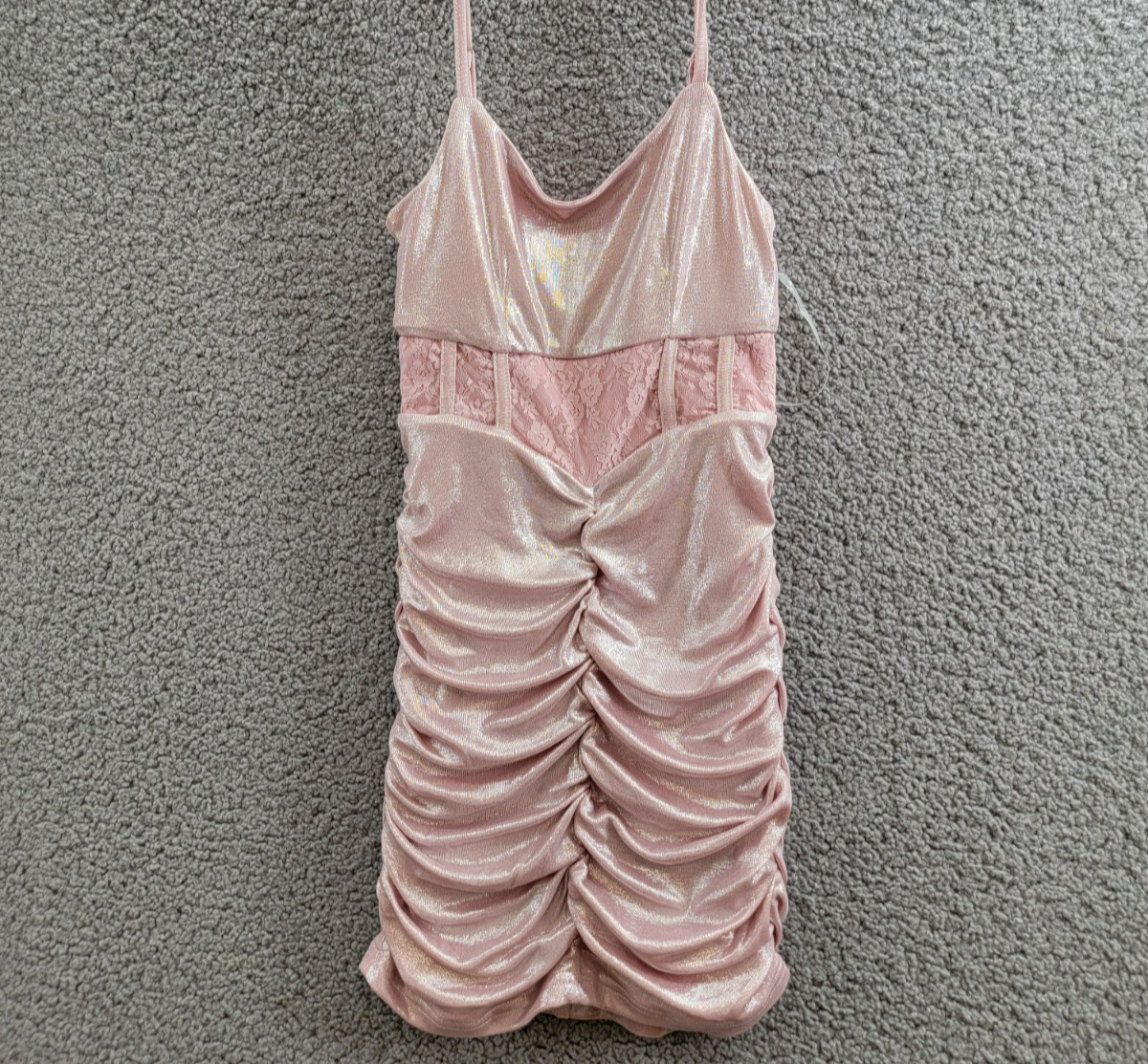 With Jules Sleeveless Lace-Insert Dress Big Girls S Pastel Pink Back Zip Closure - Picture 2 of 16