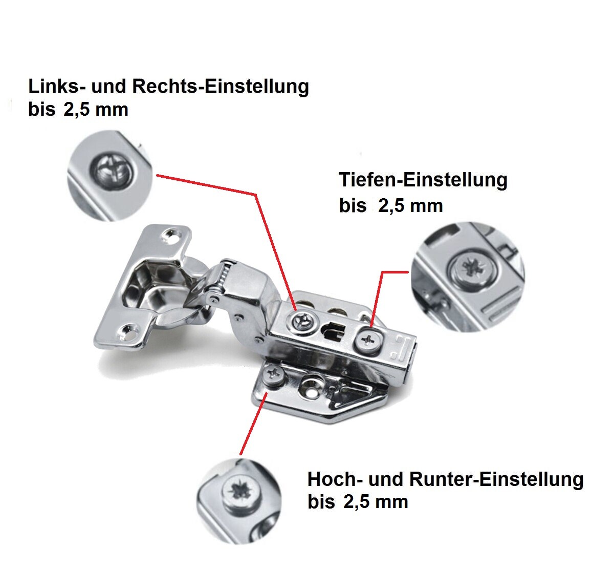 8x Türscharniere Schrank Scharnier Schrank Tür Dämpfer Federscharnier