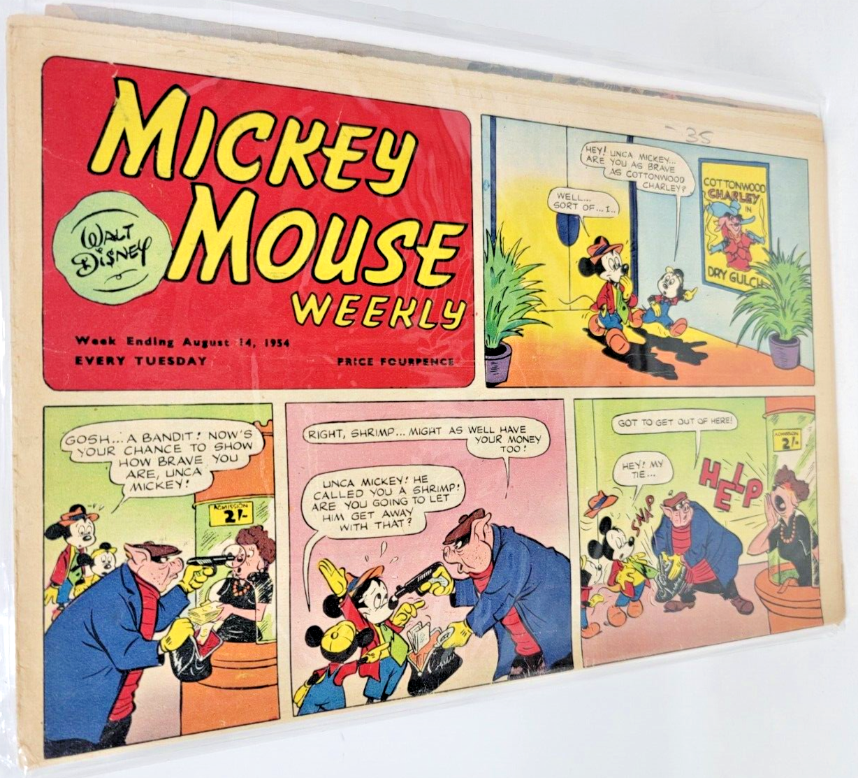 MICKEY MOUSE WEEKLY #nn AUG 14TH *1954* DISNEY UK NEWSPAPER