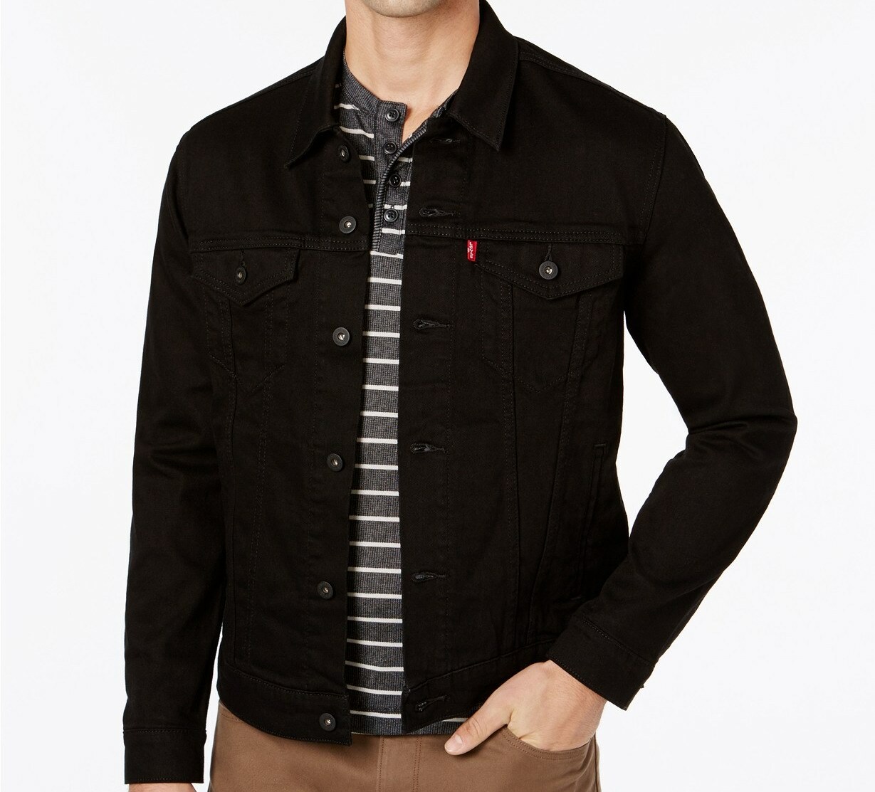 Preowned Levi's Levis Men's Denim Jacket Trucker Black Sizes