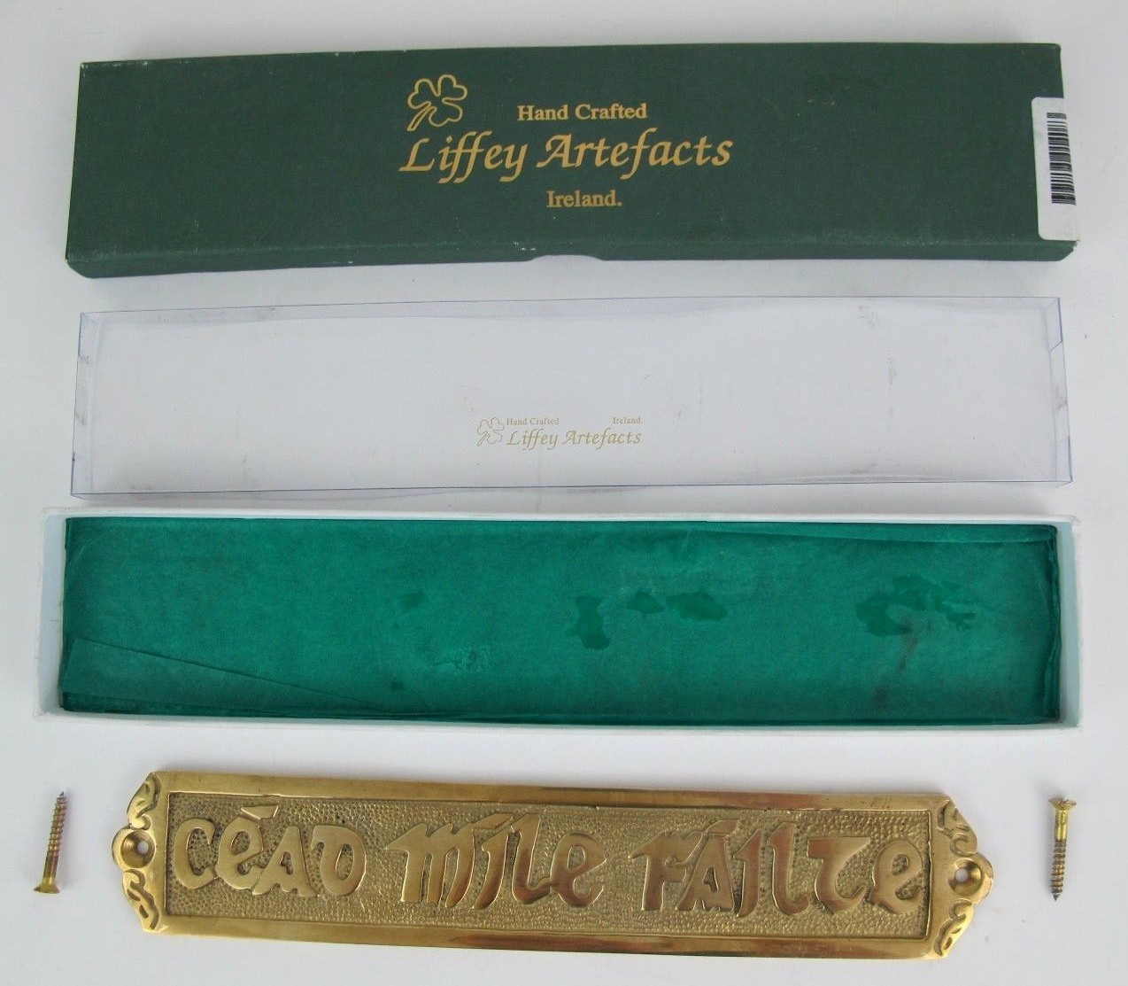 CÉAD MÍLE FÁILTE Door Handle Panel Welcome Brass Ireland Handcrafted