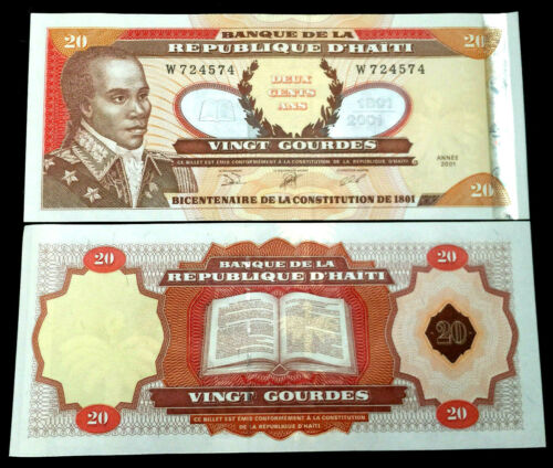 Haiti 20 Gourdes 2001 Banknote World Paper Money UNC Currency Bill Note