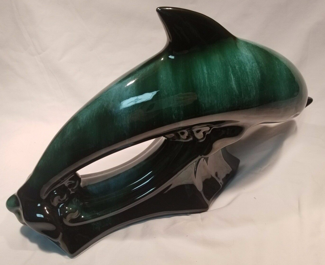 Blue Mountain Pottery Dolphin Large Teal & Black