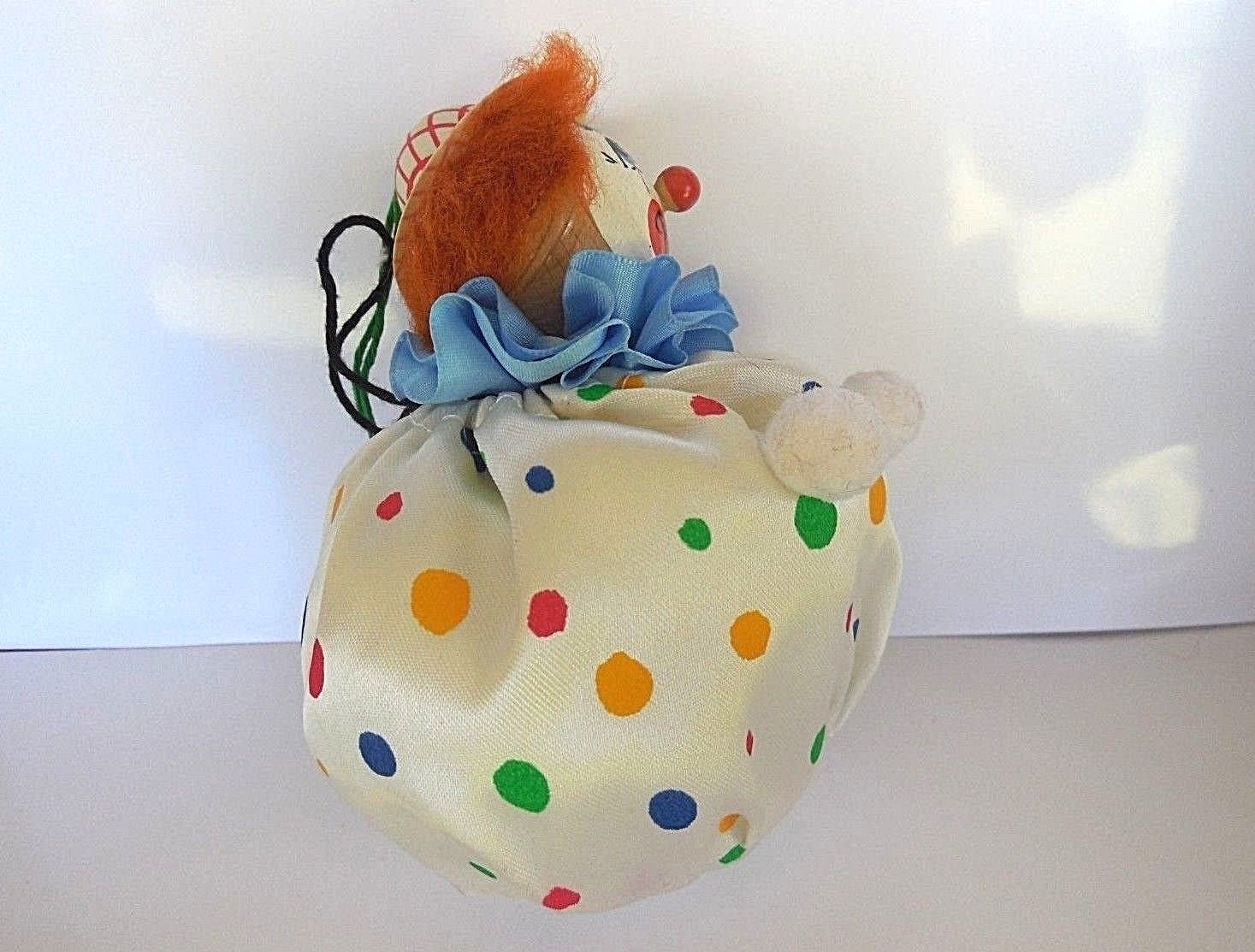 Vintage West Germany Hand-made Ornament Larger Polka Dot Clown  5