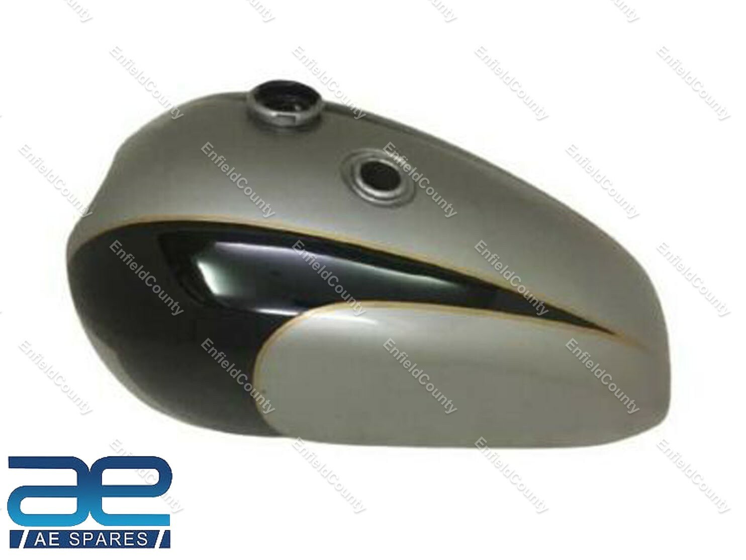 For Triumph T140 Silver & Black Painted Oif Steel Petrol Fuel Tank With Cap