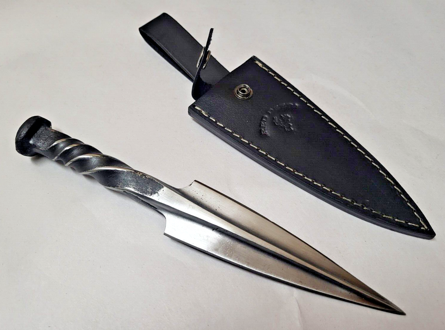 Red Deer Co. Steel Railroad Spike Fixed Blade Knife w/ Leath