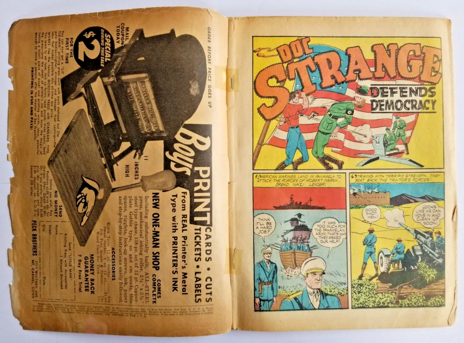 ::THRILLING COMICS #12 FAIR/GOOD 1.5 BETTER 1941 ALEX SCHOMBURG COVER.  SCARCE.