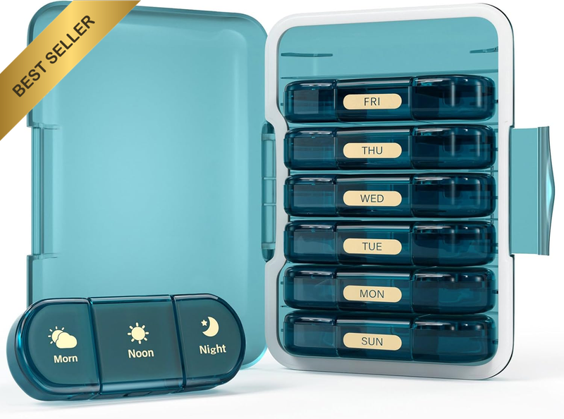Weekly Pill Organizer 3X a Day, 7 Day Pill Box 3 Times, Portable for Travel Pill