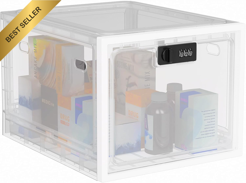 Lock Box for Medicine Food and Phone Storage Secure Combination Safe White