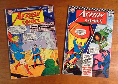 Lot of *2* ACTION COMICS: #332 (VG/VG+), 348 (VG) **Bright & Colorful!**