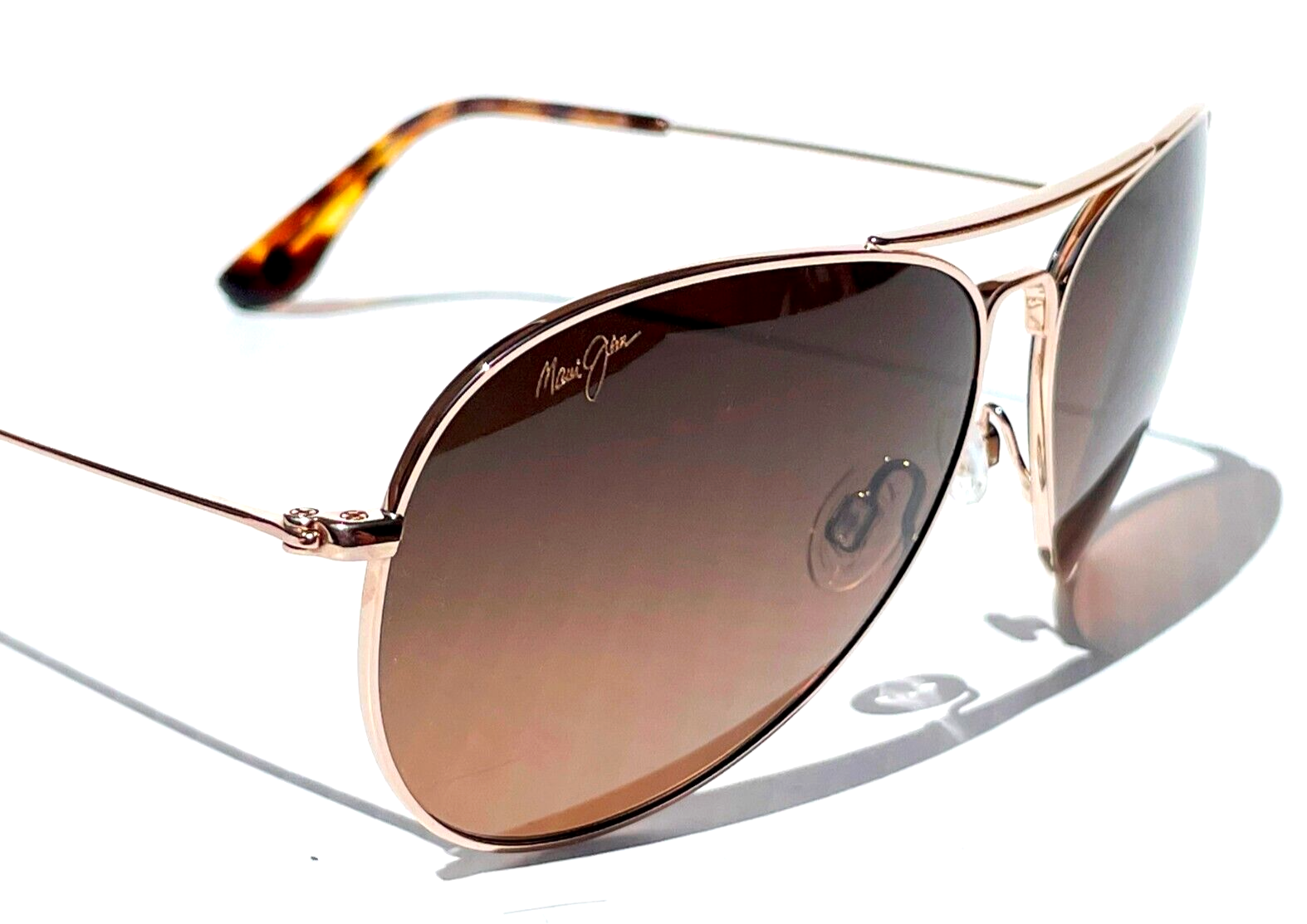 Pre-owned Maui Jim Mavericks Gold Polarized Hcl Bronze Lens Sunglass Hs264-16