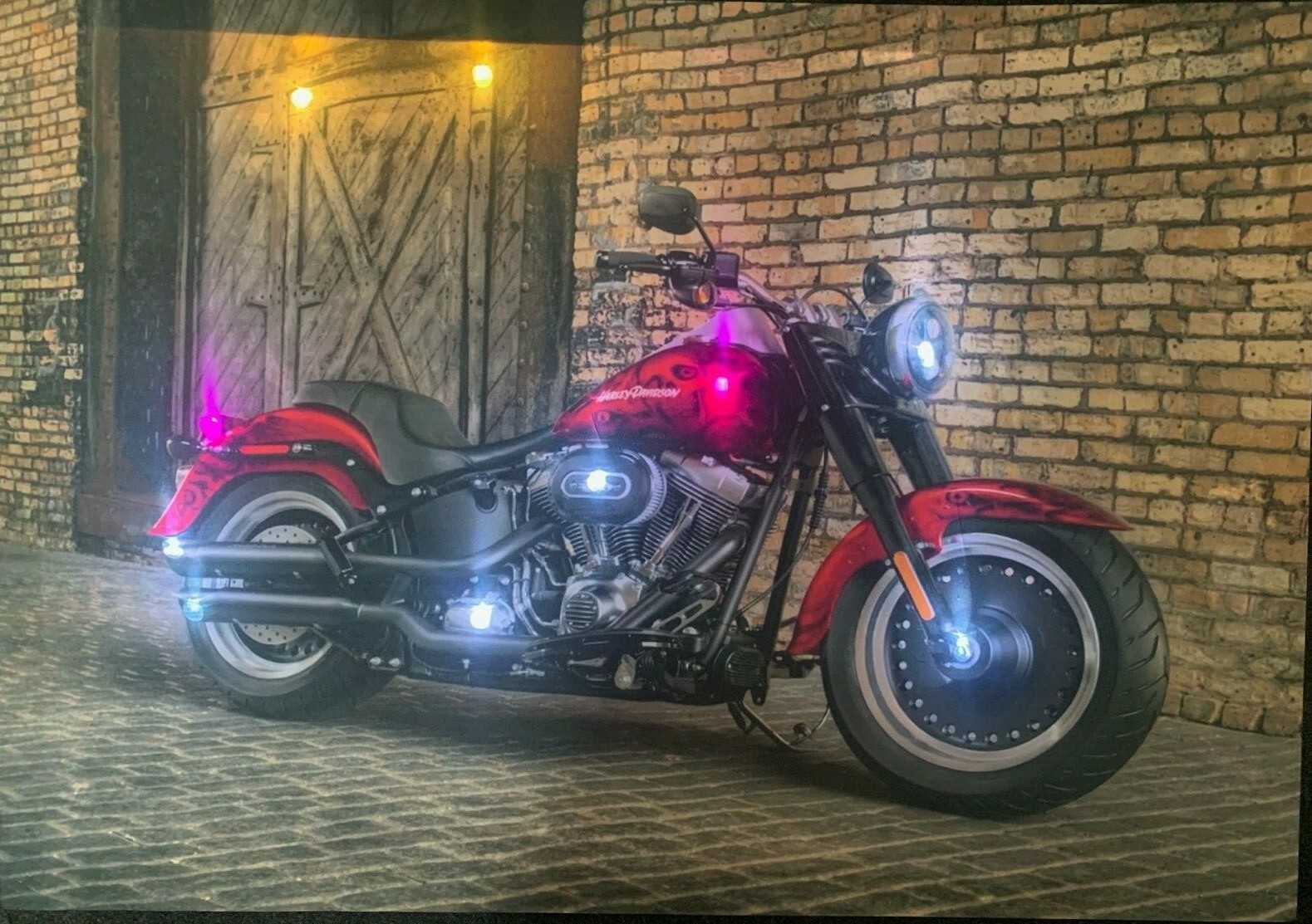 Harley Davidson Black & Red LED Leuchte Bild Beleuchtung ´Motorrad | eBay