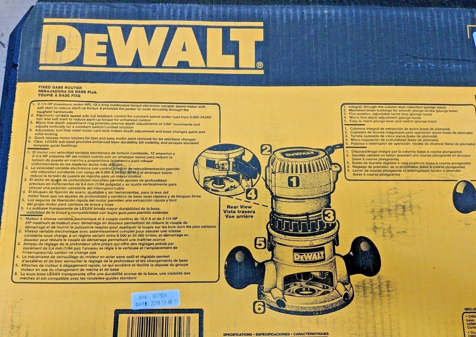 DEWALT Router Kit 2 1/4 HP 12 Amp Plunge and Fixed Base DW618PK