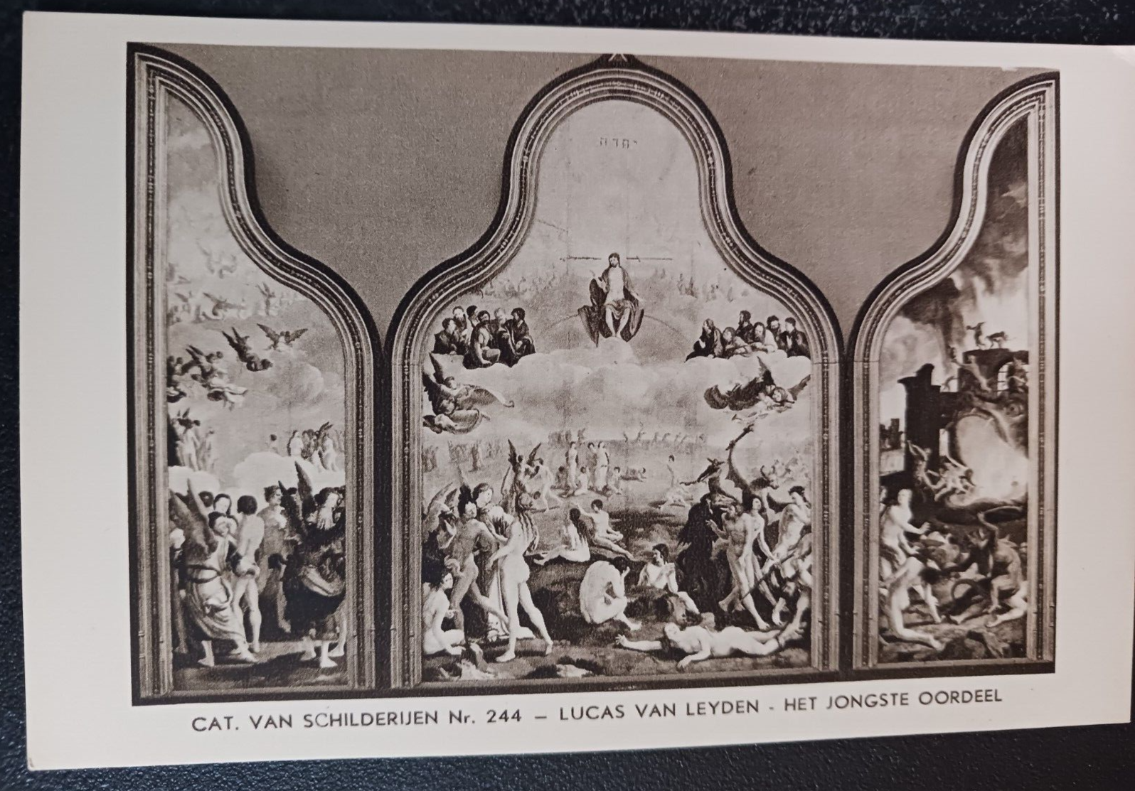 vtg postcard Lucas van Leyden Het Jongste Oordeel triptych unposted