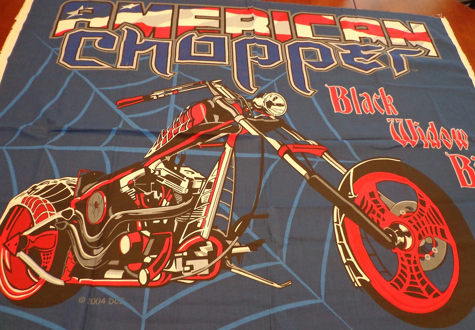 American Chopper Black Widow Bike Fabric Panel Flag or Wall Hanging Fabric 2004