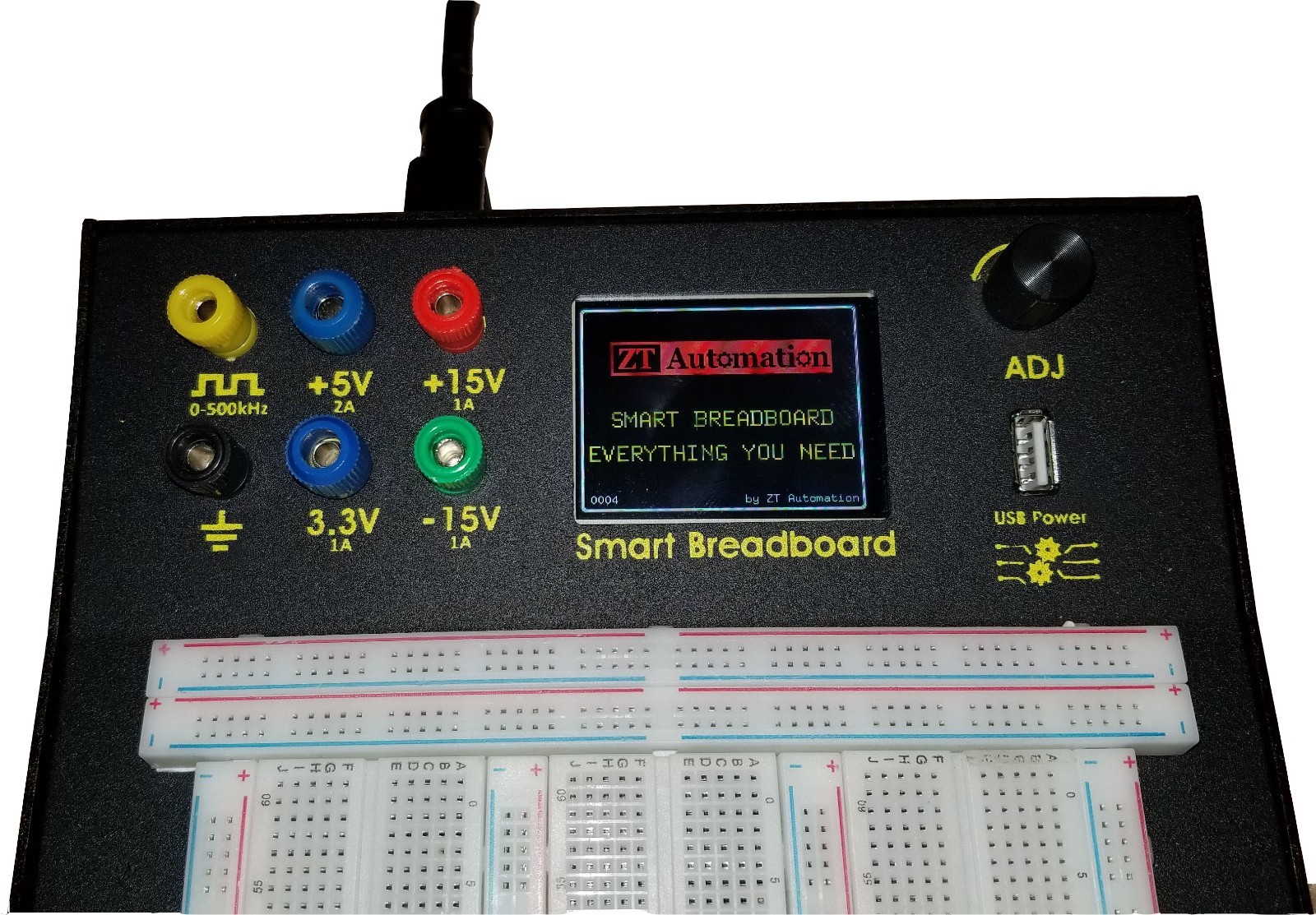 Powered Smart Breadboard, with touchscreen.