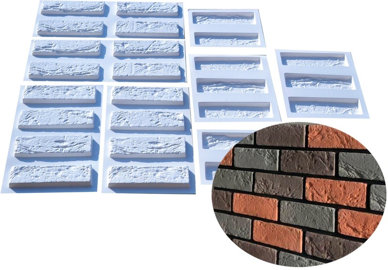 Concrete Molds DIY Set 26 pcs Brick Wall Tiles Stone