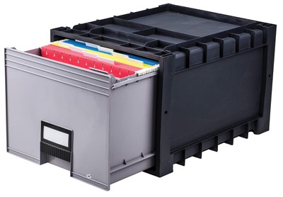 Plastic Archive Storage Box with Lock, Letter Size, 18-Inch Drawer, Black (61...