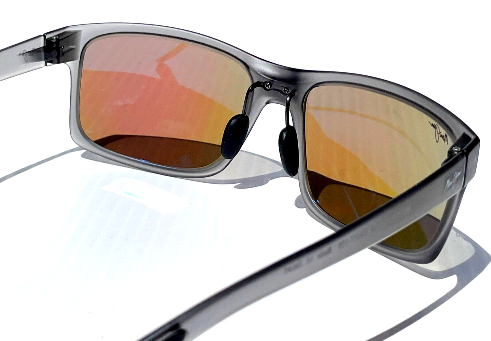 Pre-owned Maui Jim Pokowai Arch Mt Translucent Grey Polarized Blue Sunglass B439-11m