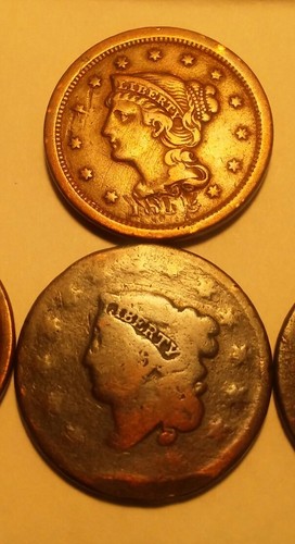 LARGE CENTS. 4 CORONET LARGE HEADS. Lot of 4 fillers