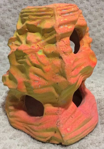Vintage 1970's Colorful Rock Tower Formation Aquarium Fish Tank Decoratio Pink