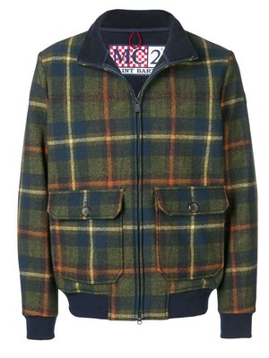 Pre-owned Mc2 Saint Barth Man Thermo Jacket With Tartan Print In Blue