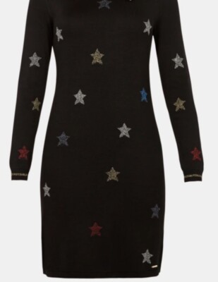NEW TED BAKER YAYL BLACK STAR DRESS COL BY NUMBERS COLLECTION SIZE  UK 8 