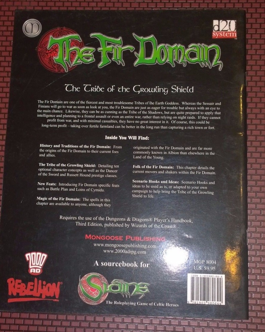 D&D d20 Slain game of Celtic Heroes Mongoose Publishing The Fir Domain