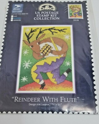 DMC Reindeer With Flute Stamp Counted Cross Stitch Kit Collection #SC004 Craft