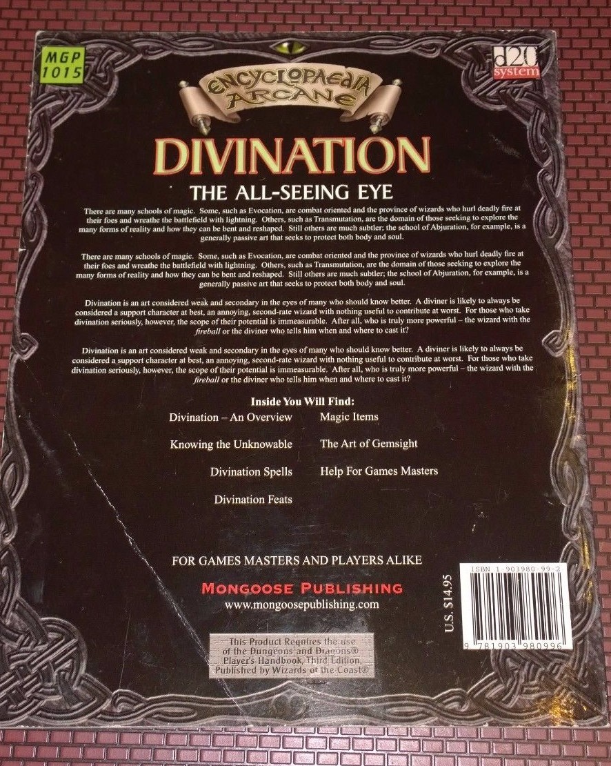 D&D d20 Divination the all seeing eye Encyclopedia Archane