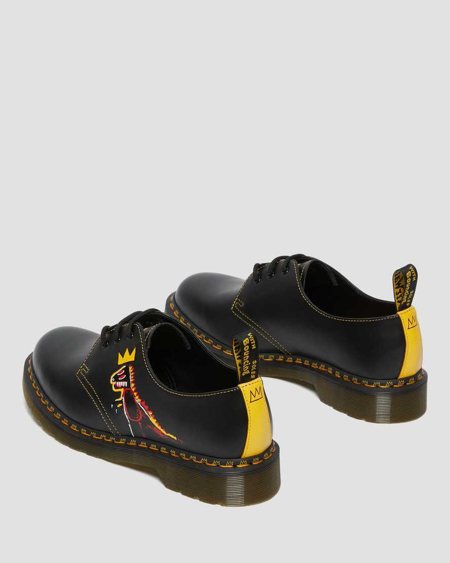 Pre-owned Dr. Martens Dr Martens 1461 Jean Michel Basquiat Leather Oxford Shoes Pez Dispenser Dinosaur In Black