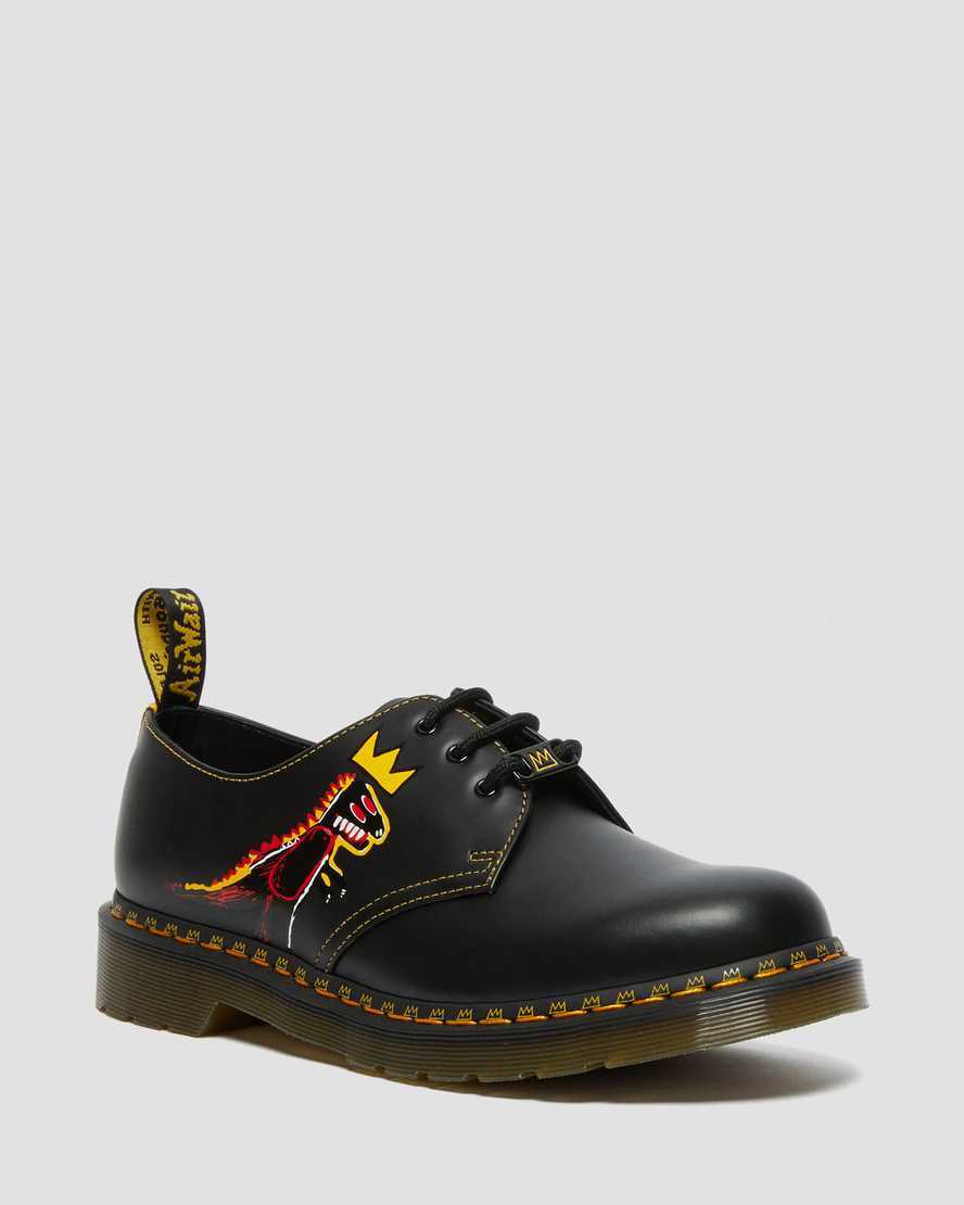 Pre-owned Dr. Martens Dr Martens 1461 Jean Michel Basquiat Leather Oxford Shoes Pez Dispenser Dinosaur In Black