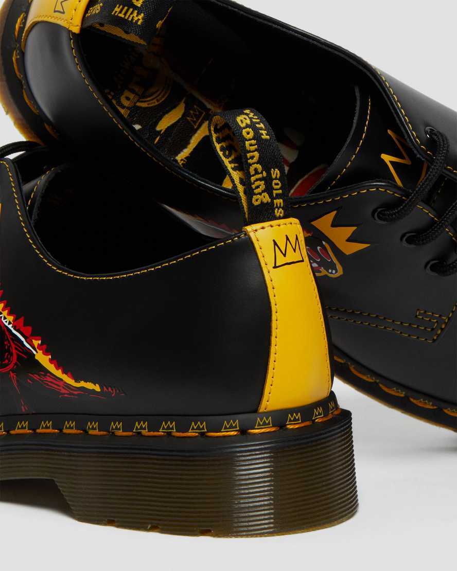 Pre-owned Dr. Martens Dr Martens 1461 Jean Michel Basquiat Leather Oxford Shoes Pez Dispenser Dinosaur In Black