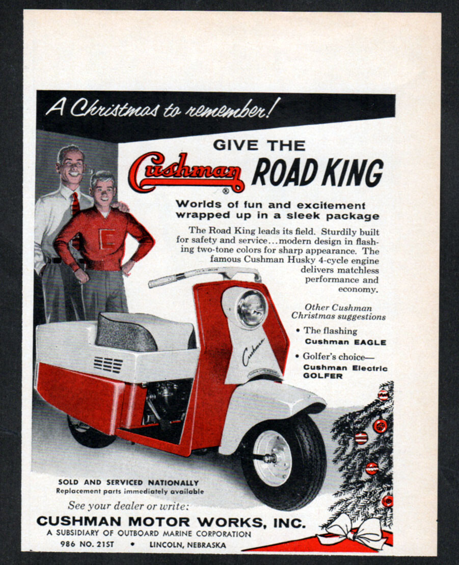 フリクショントイ　スクーター　オザワミカ　アンティークポスター 1957 CUSHMAN Road King Scooter Vintage Original Print AD Husky