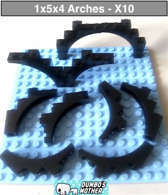 LEGO 1x5x4 Black Brick Arch Continuous Bow Tree City Creator Modular NEW X10