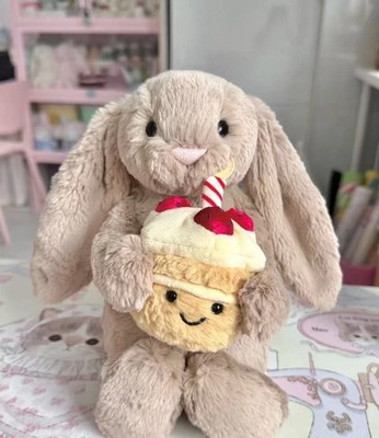 New Jellycat Inspired Bashful Bunny Birthday Cake Doll, Brand New- Dust Bag