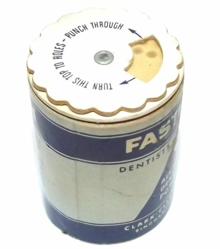 Vintage NOS Fasteeth Alkaline Denture Powder Advertising Dentists' Trial Size Ca