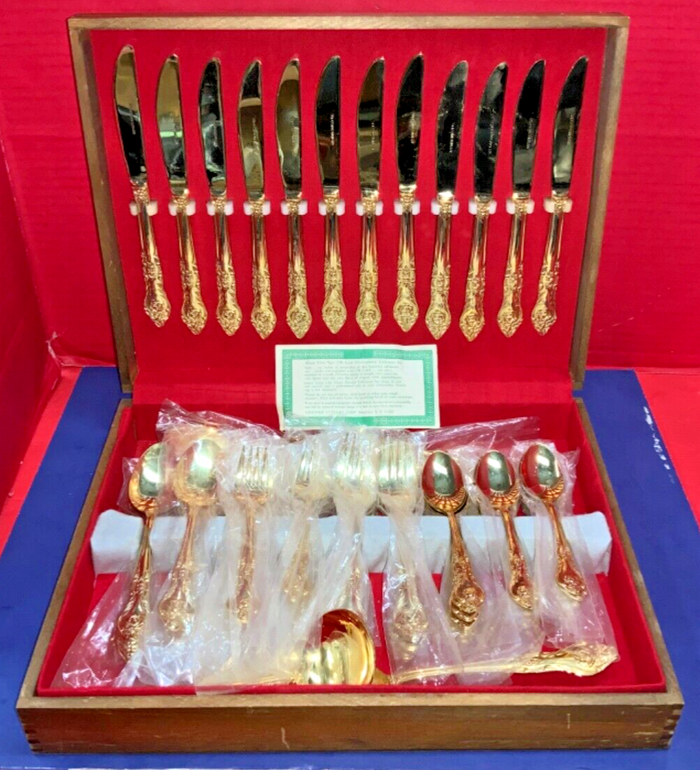 Vintage Lifetime Cutlery Stainless 23K Gold Electroplated 78 Vintage Lifetime Cutlery Stainless 23K Gold Electroplated 78