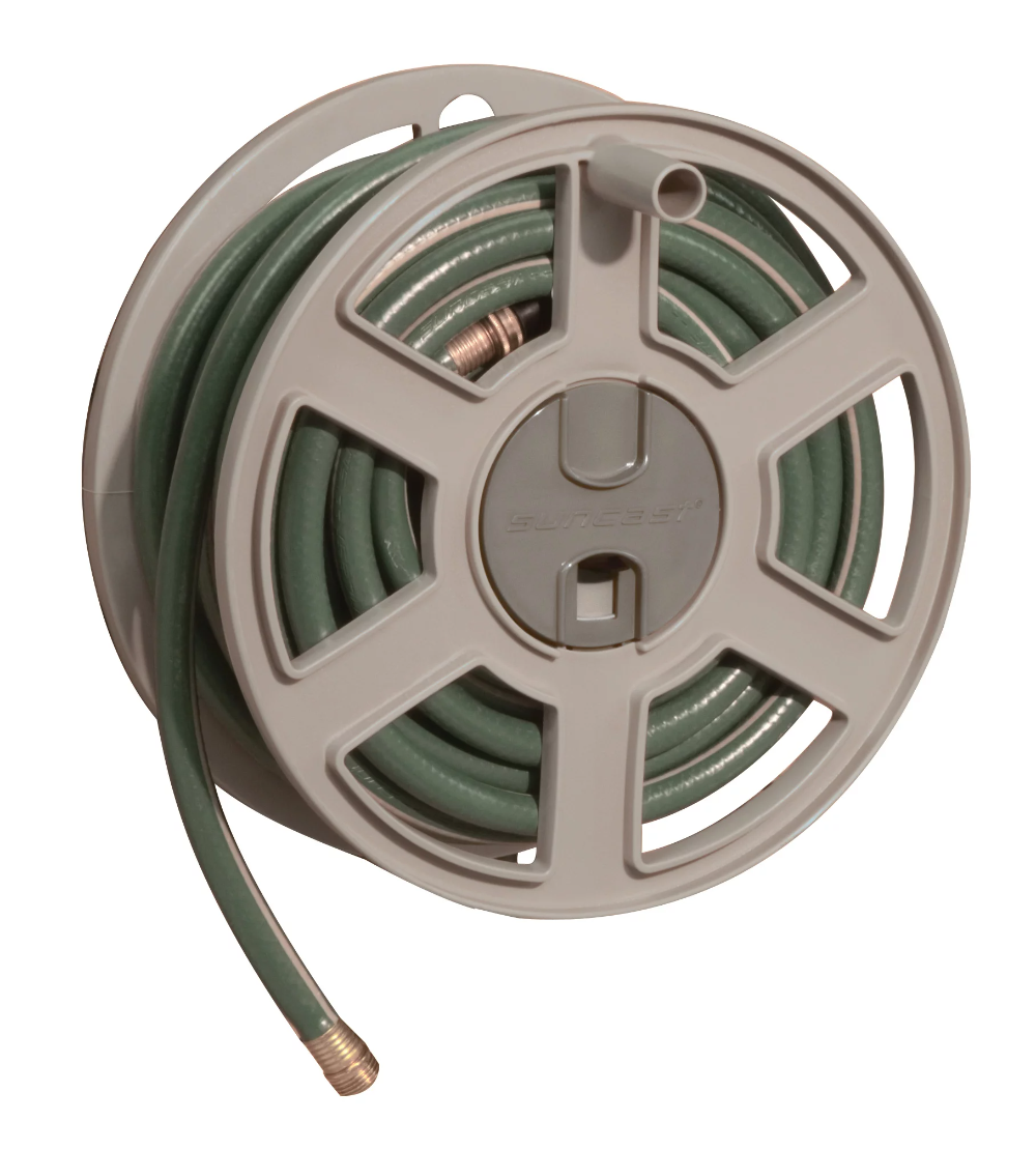 Suncast 100 ft. Sidewinder® Mounted Resin Hose Reel, Taupe,Free Shipping