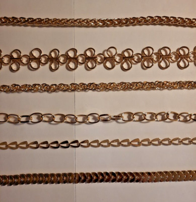 6 Fancy Chains Iron With Gold Tone Appx 18'' Each With Findings  JL339