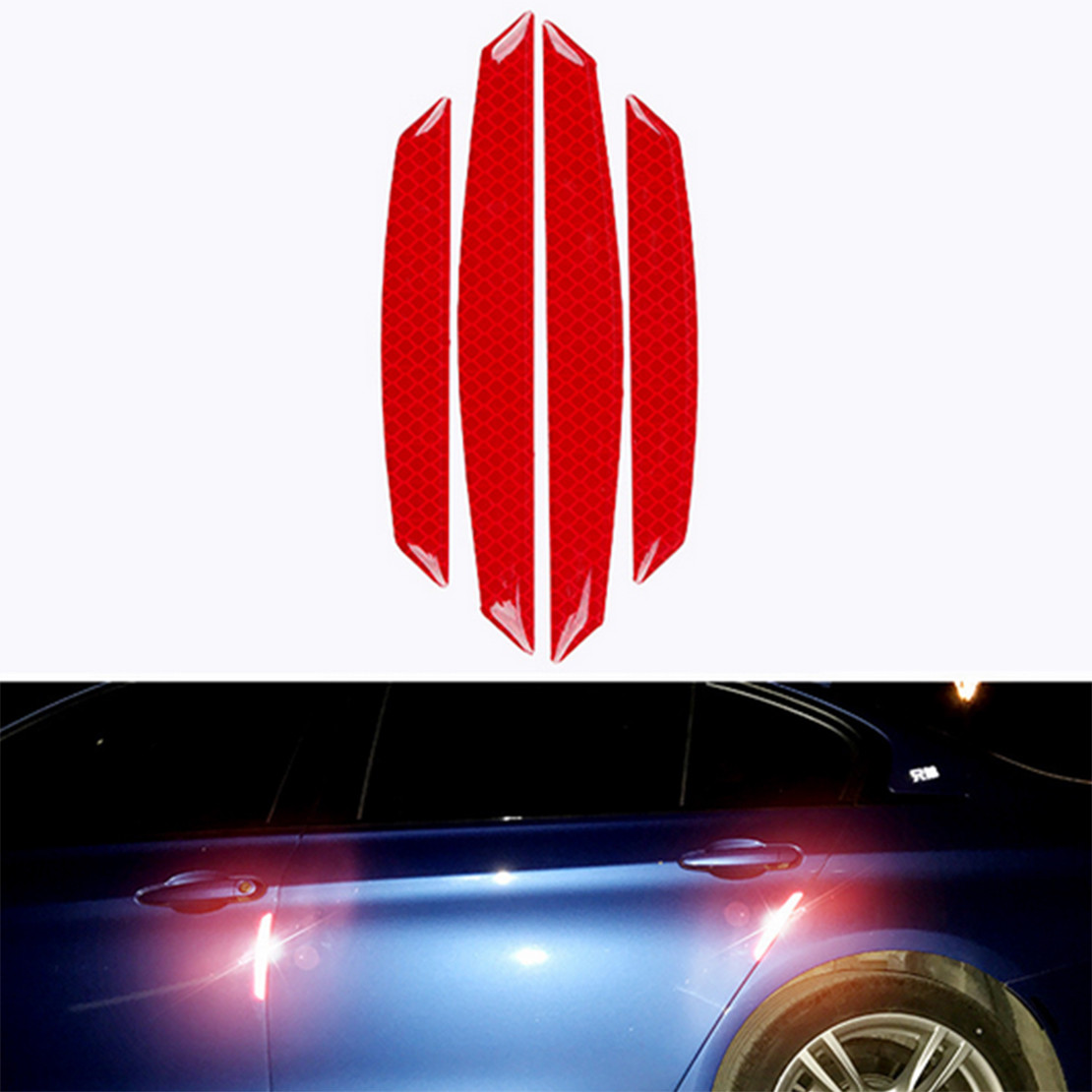 4x Red Reflective Car Door Edge Protector anticollision Guard Sticker