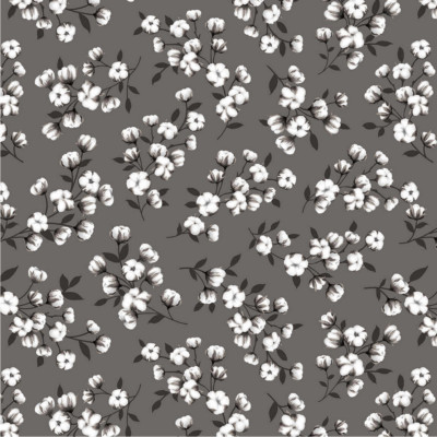 Studio E Buttermilk Farmstead Cotton Plant Charcoal Cotton Fabric By Yard