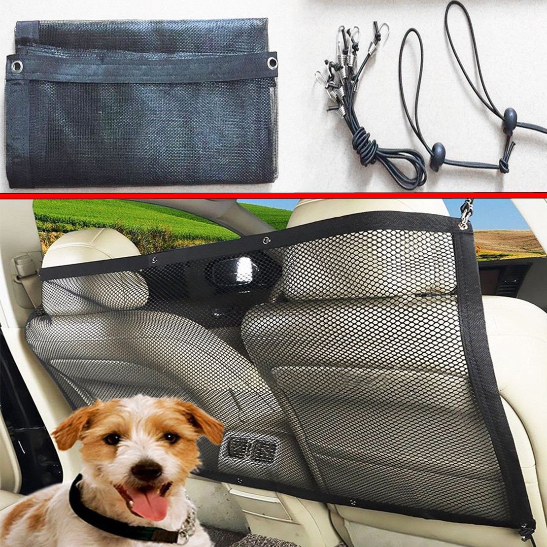 115x62cm Pet Safety Travel Isolation Net Car Truck Back Seat Dog