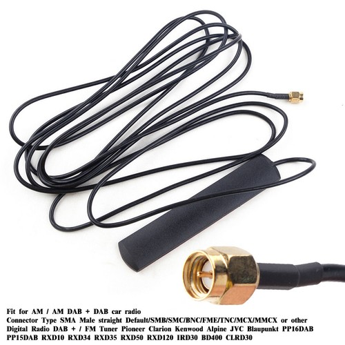 for DAB DAB Car Radio Antenna Patch Aerial Glass Mount Windshield Antenna 300cm
