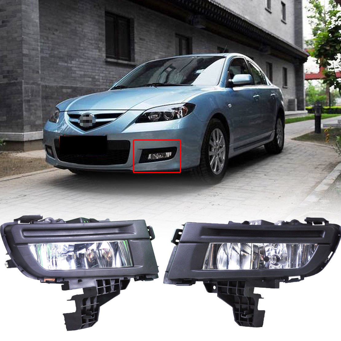 Automotive New Fog Lights Lamps For 20072009 Mazda 3 S Sport sedan Left & Right Side Headlights