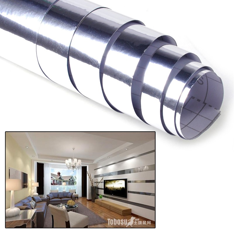 61x100cm Wall Foil Mirror Decor Wall Sticker DIY Self-adhesive Wall