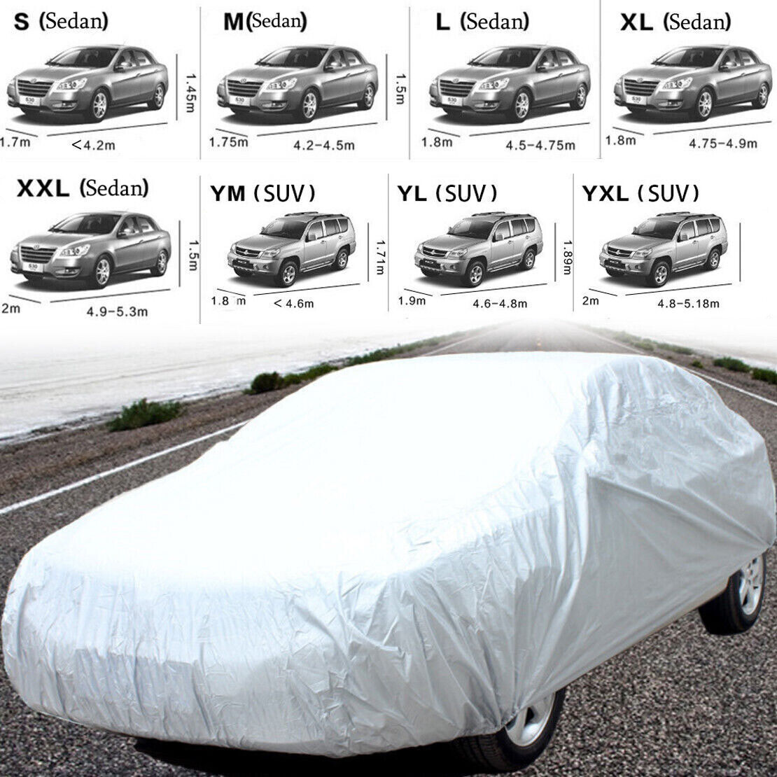 Full Car Cover Waterproof Sun UV Snow Dust Rain Resistant Car Protection XL