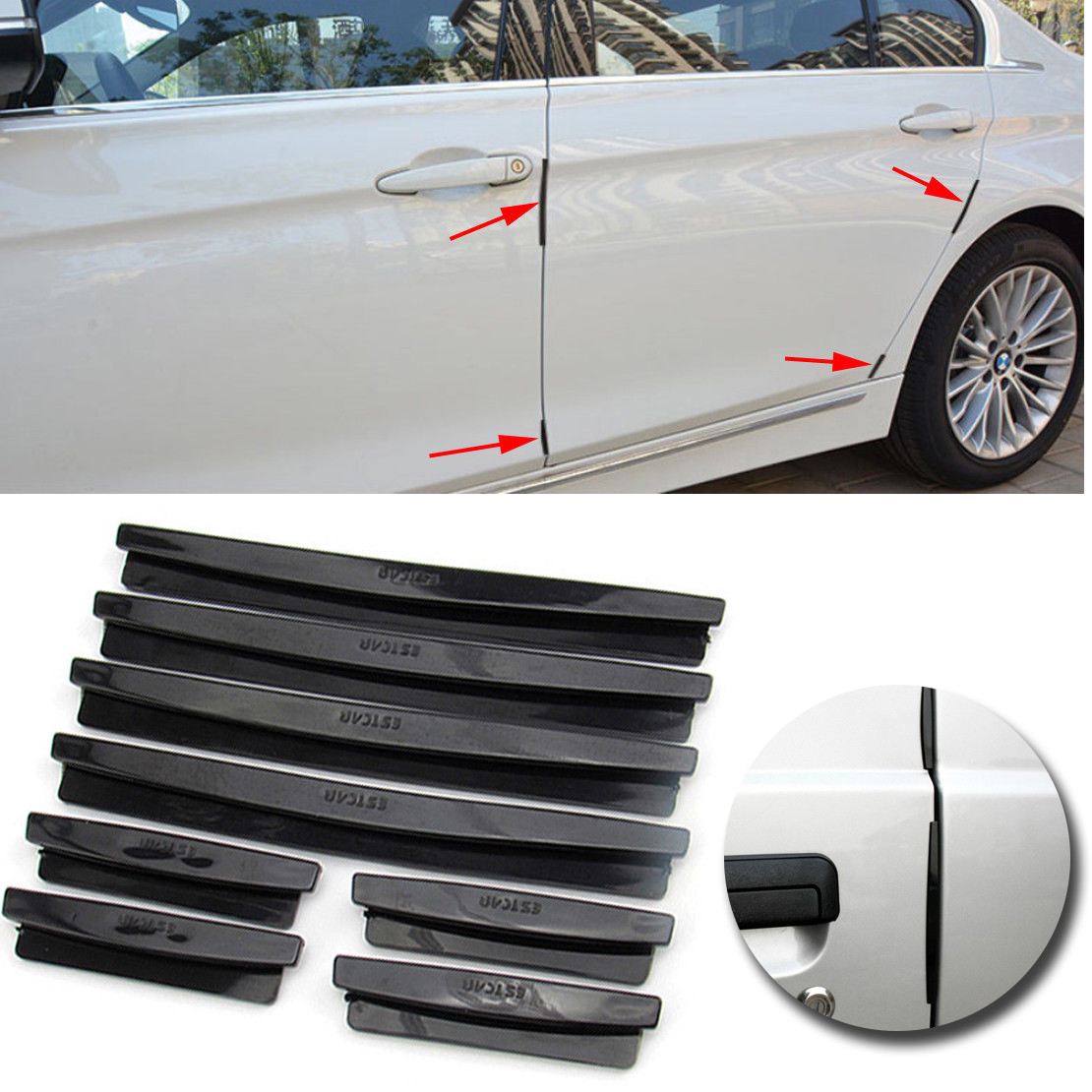 8pcs Auto Car Door Edge Guard Strip Scratch Protector Anticollision